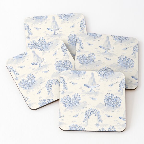 Item preview, Blue Garden Toile - French Rose Garden Fountain Pattern designed and sold by Ema Tudose.