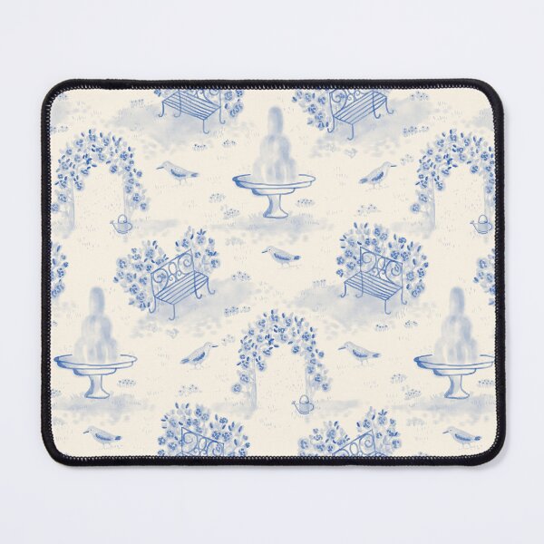 Item preview, Blue Garden Toile - French Rose Garden Fountain Pattern designed and sold by Ema Tudose.