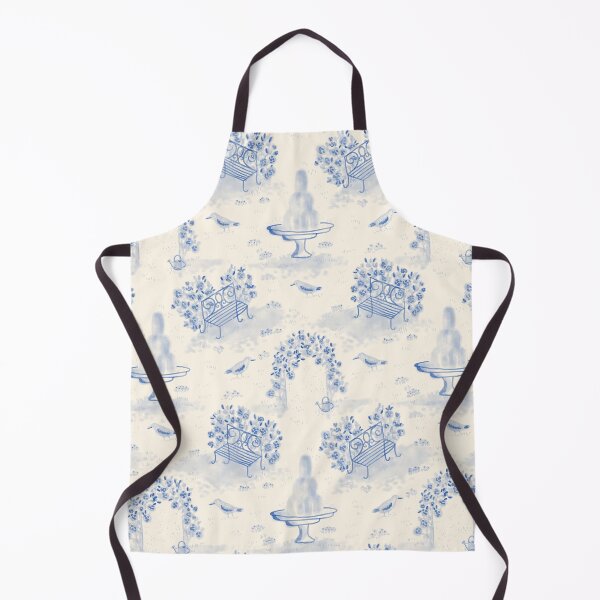 Item preview, Blue Garden Toile - French Rose Garden Fountain Pattern designed and sold by Ema Tudose.