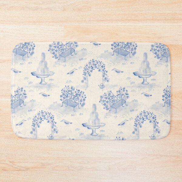 Item preview, Blue Garden Toile - French Rose Garden Fountain Pattern designed and sold by Ema Tudose.