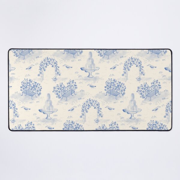 Item preview, Blue Garden Toile - French Rose Garden Fountain Pattern designed and sold by Ema Tudose.