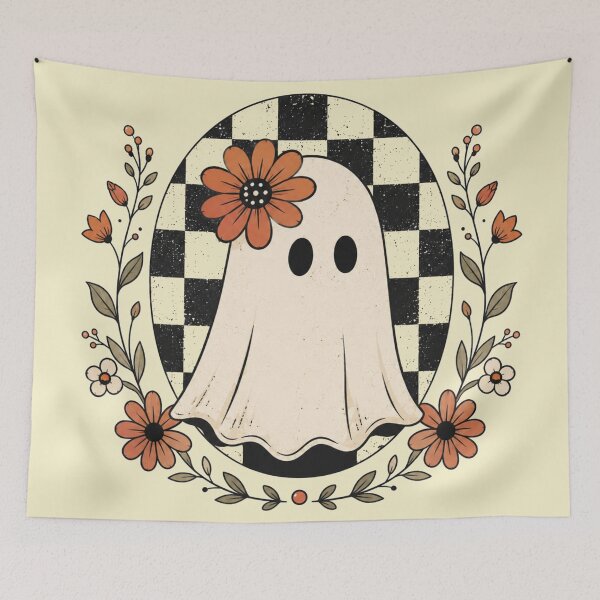Item preview, Minimalist Daisy Ghost Simple Checkered Vintage Floral Ghost Tee designed and sold by Yellowriversss.