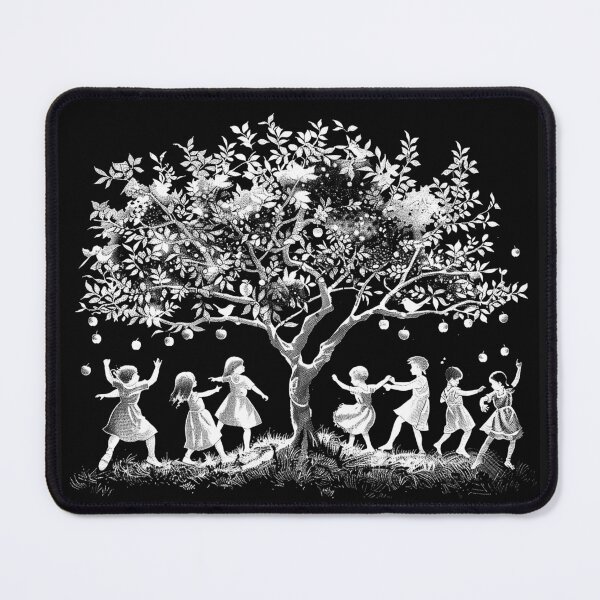 Item preview, Children Dancing Under an Apple Tree Vintage Monochrome Childhood Art designed and sold by inkoutninja.