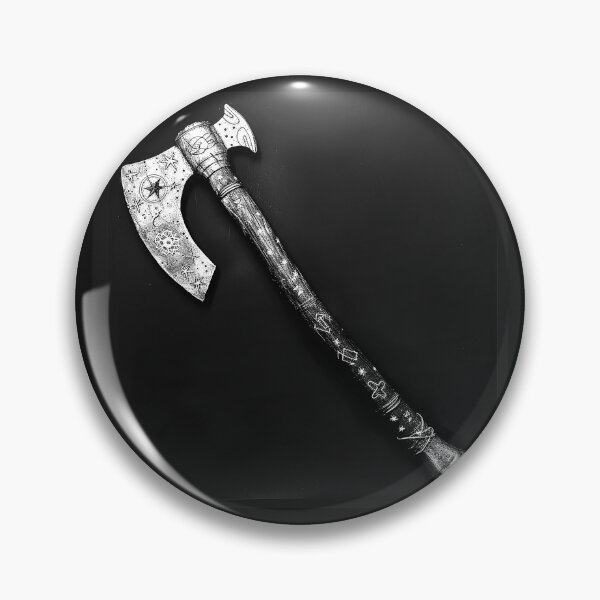 Item preview, Runic Viking Battle Axe Monochrome Norse Weapon Art designed and sold by inkoutninja.