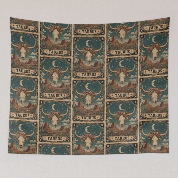 Item preview, Taurus – Celestial Bull Skull Vintage Zodiac Tarot Design designed and sold by Arrow2025.