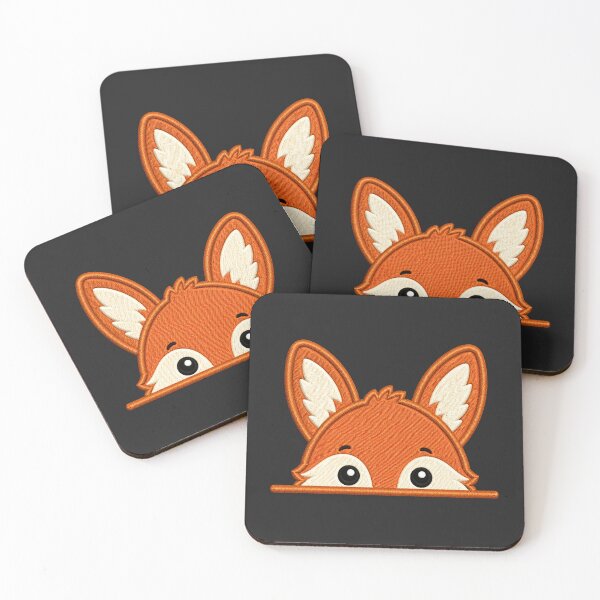 Item preview, Cute Baby Fox Peek Embroidery Illustration designed and sold by ColorSplash123.