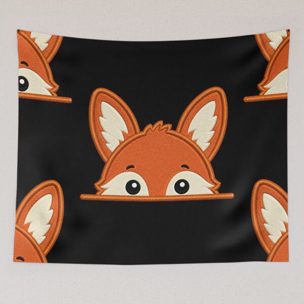 Item preview, Cute Baby Fox Peek Embroidery Illustration designed and sold by ColorSplash123.