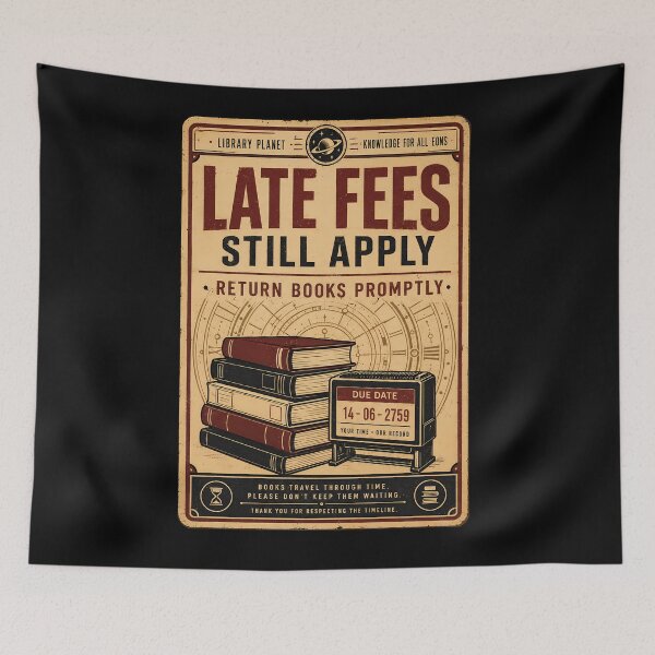 Item preview, Library Planet Late Fees Notice designed and sold by agearb.