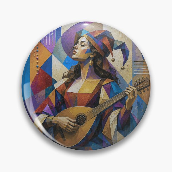 Item preview, Female minstrel a cubist painting. designed and sold by GalleryKauffeld.