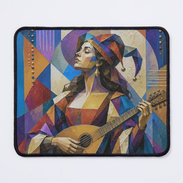 Item preview, Female minstrel a cubist painting. designed and sold by GalleryKauffeld.