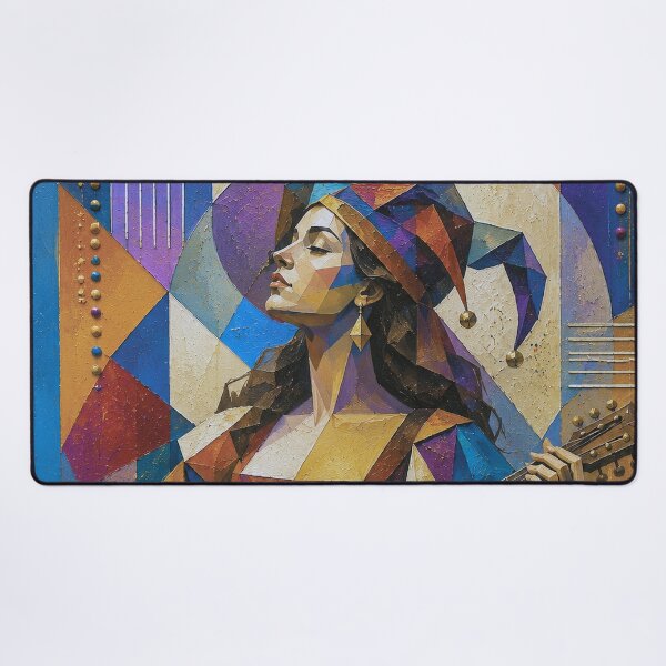 Item preview, Female minstrel a cubist painting. designed and sold by GalleryKauffeld.