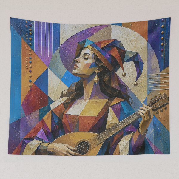 Item preview, Female minstrel a cubist painting. designed and sold by GalleryKauffeld.