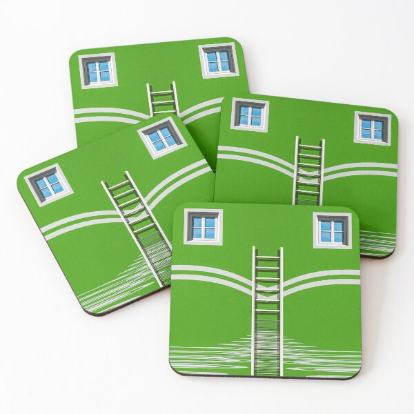 Item preview, bright green shapes and ladders symmetric design designed and sold by mister-john.