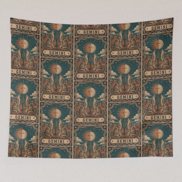 Item preview, Gemini – Twin Wolves Celestial Zodiac Tarot Design designed and sold by Arrow2025.