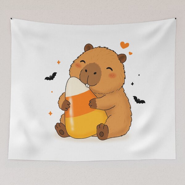 Item preview, Cute Capybara Hugging Candy Corn | Kawaii Halloween Design designed and sold by FennyWijayaMomo.