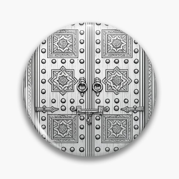 Item preview, Najdi Traditional Door | Historic Riyadh & Diriyah Architecture | Black and White Vector designed and sold by DesertInkArt.