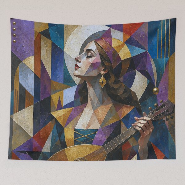 Item preview, A cubist painting of a Minstrel designed and sold by GalleryKauffeld.