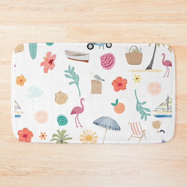 Item preview, Fun beach pattern white background designed and sold by SweetCoolVibes.