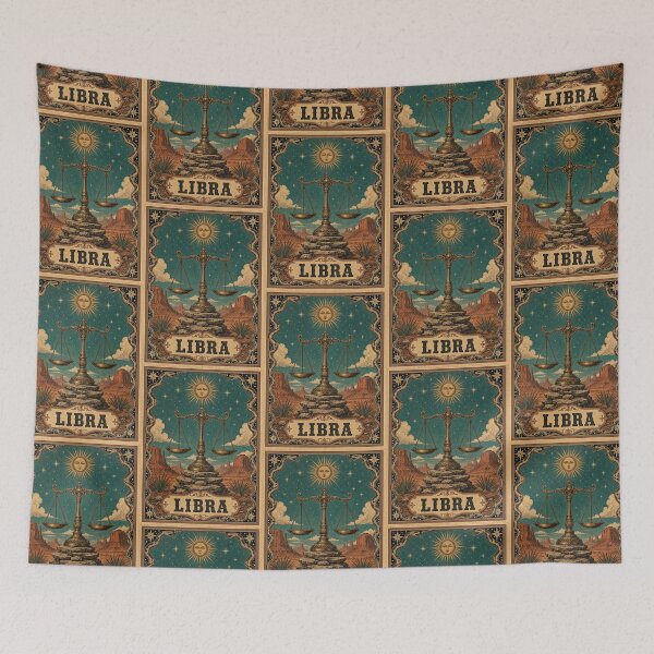 Item preview, Libra – Celestial Scales Vintage Zodiac Tarot Design designed and sold by Arrow2025.