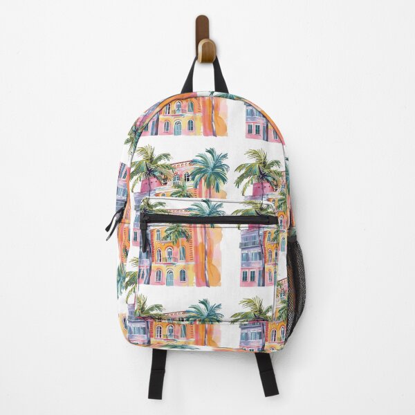 Item preview, Colorful Tropical Building with Palm Trees | Mediterranean Caribbean Architecture designed and sold by Awarrie.