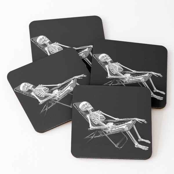 Item preview, Skeleton Lounging in a Chair Funny Lazy Bones Monochrome Art designed and sold by inkoutninja.