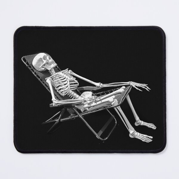 Item preview, Skeleton Lounging in a Chair Funny Lazy Bones Monochrome Art designed and sold by inkoutninja.