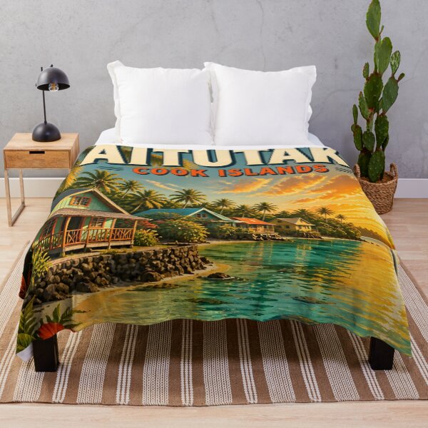 Item preview, Aitutaki, Cook Islands: Scenic-Style Painterly Travel Poster designed and sold by LSVart.