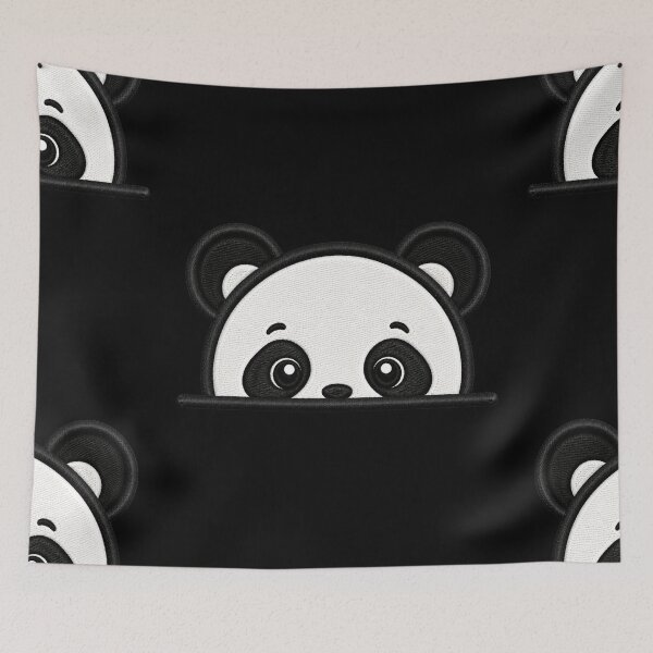 Item preview, Cute Baby Panda Peek Embroidery Illustration designed and sold by ColorSplash123.