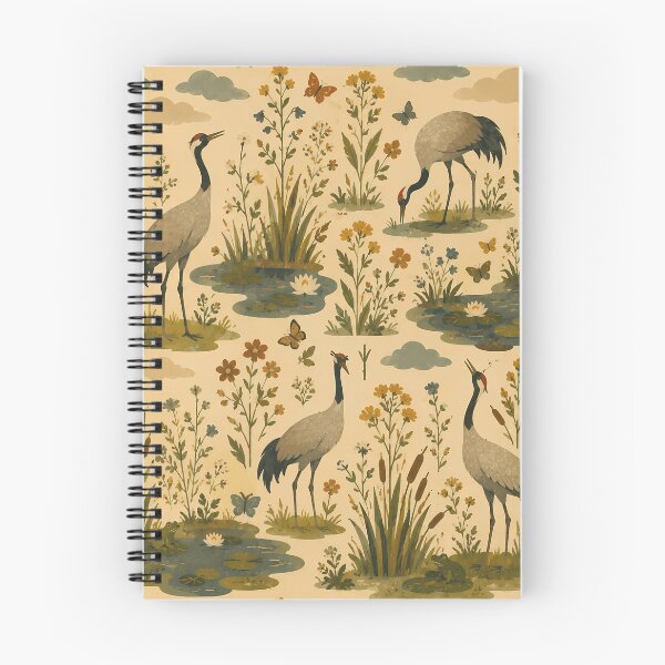 Item preview, Little Forest Friends — Cranes in the Marsh Pattern designed and sold by WanderEastArt.