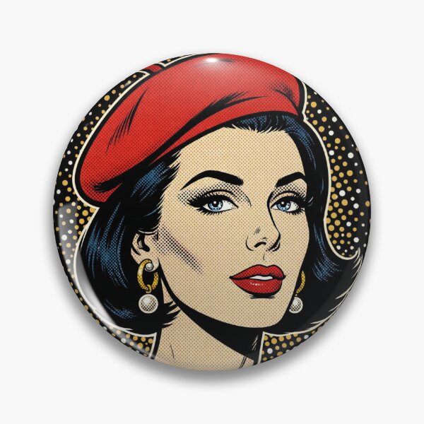 Item preview, Red Beret Girl - Pop Art Brunette Comic Portrait designed and sold by MAISON SYLVIE.