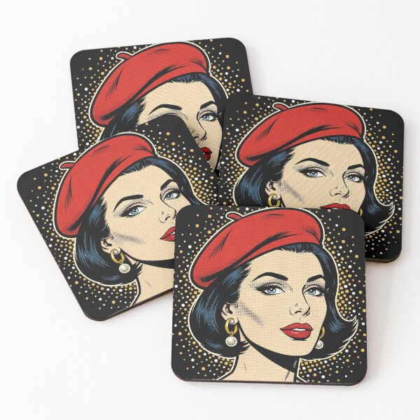 Item preview, Red Beret Girl - Pop Art Brunette Comic Portrait designed and sold by MAISON SYLVIE.