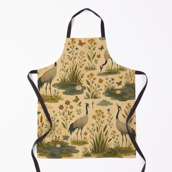 Item preview, Little Forest Friends — Cranes in the Marsh Pattern designed and sold by WanderEastArt.