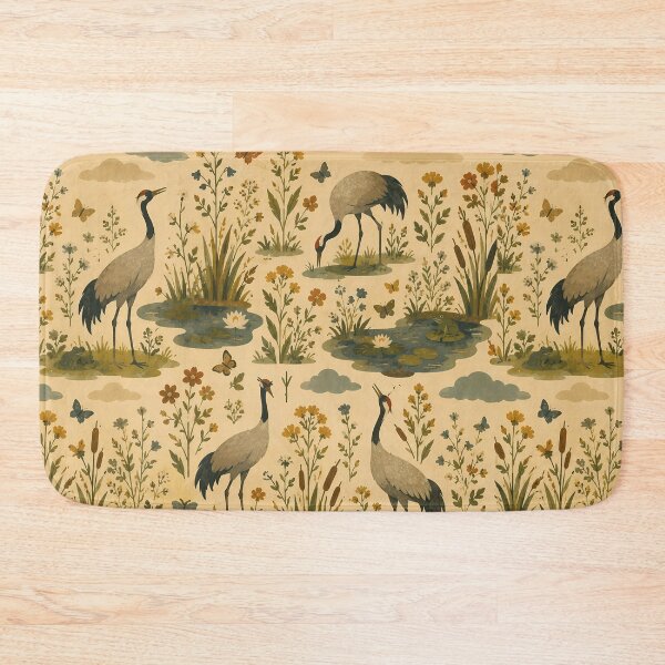 Item preview, Little Forest Friends — Cranes in the Marsh Pattern designed and sold by WanderEastArt.