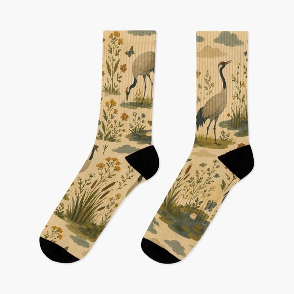Item preview, Little Forest Friends — Cranes in the Marsh Pattern designed and sold by WanderEastArt.