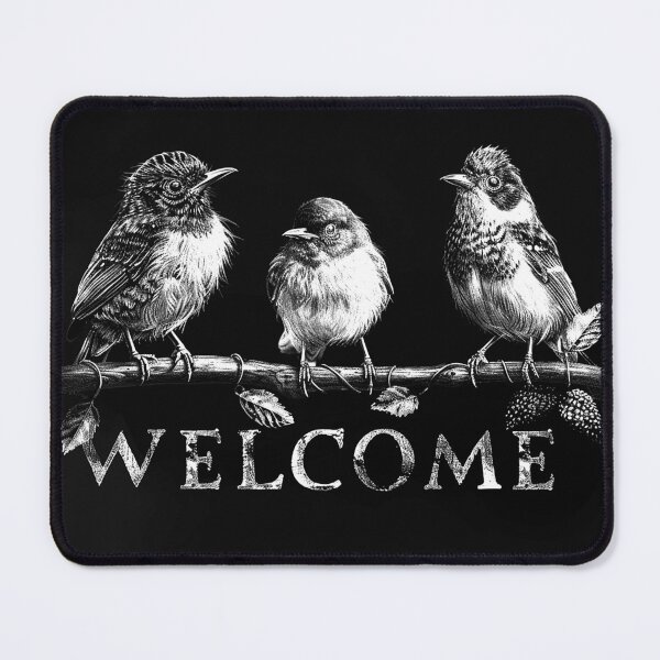 Item preview, Welcome Birds on a Branch Monochrome Rustic Nature designed and sold by inkoutninja.