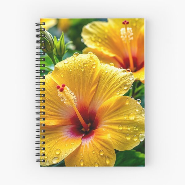 Item preview, Golden Hibiscus Flowers with Dew Drops Tropical Floral Garden designed and sold by Wild Bloom Paws.