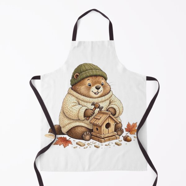 Item preview, Cozy Woodland Beaver Building a Birdhouse | Cute Autumn Animal Illustration designed and sold by vigzhifushions.