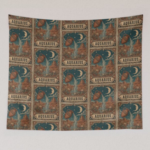 Item preview, Aquarius – Celestial Water Bearer Vintage Zodiac Tarot Design designed and sold by Arrow2025.