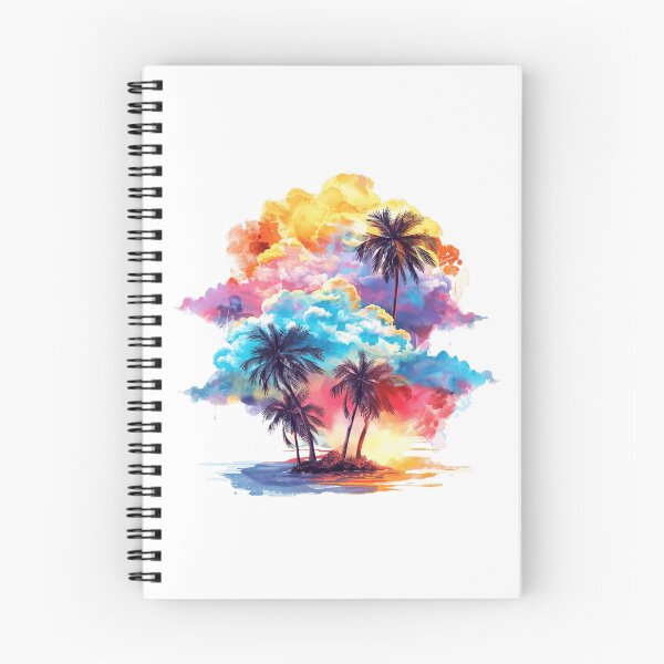 Item preview, Tropical Paradise Sunset | Colorful Clouds & Palm Trees Watercolor Art designed and sold by Awarrie.
