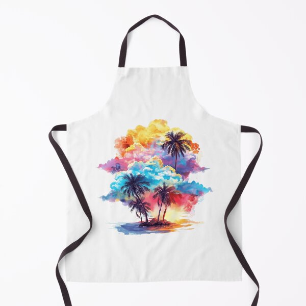 Item preview, Tropical Paradise Sunset | Colorful Clouds & Palm Trees Watercolor Art designed and sold by Awarrie.