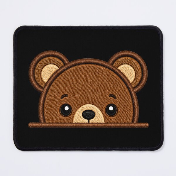 Item preview, Cute Baby Brown Bear Peek Embroidery Illustration designed and sold by ColorSplash123.