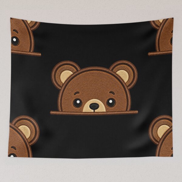 Item preview, Cute Baby Brown Bear Peek Embroidery Illustration designed and sold by ColorSplash123.