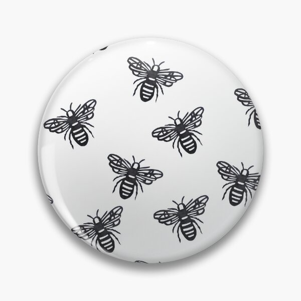 Item preview, Stylized Bees Pattern - Black Ink Insect Drawing designed and sold by BlackNordicLines.