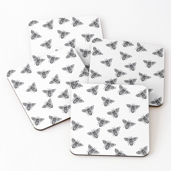 Item preview, Stylized Bees Pattern - Black Ink Insect Drawing designed and sold by BlackNordicLines.
