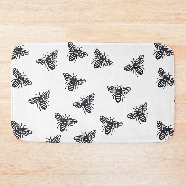 Item preview, Stylized Bees Pattern - Black Ink Insect Drawing designed and sold by BlackNordicLines.