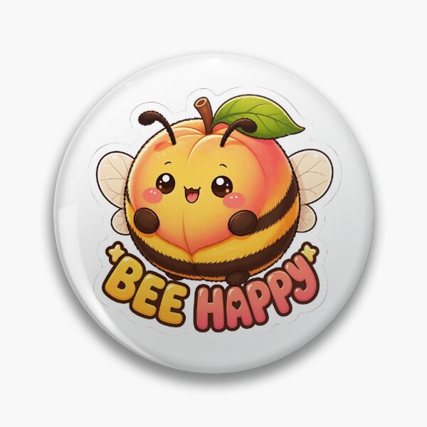 Item preview, Kawaii Peach Bee Happy Cute Fruit Pun designed and sold by RareVisuals.