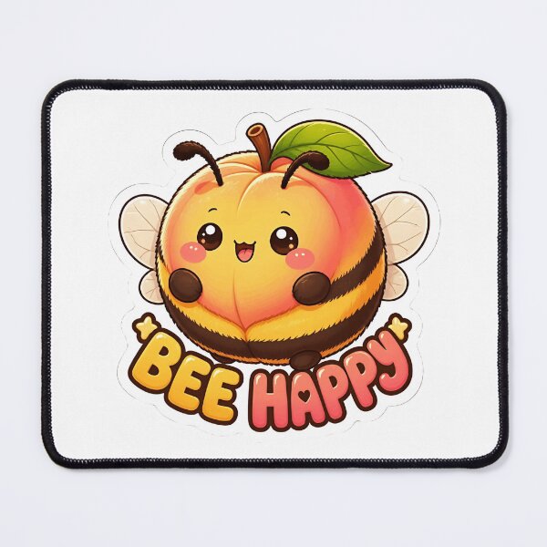 Item preview, Kawaii Peach Bee Happy Cute Fruit Pun designed and sold by RareVisuals.
