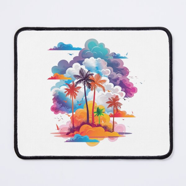 Item preview, Tropical Paradise with Colorful Clouds & Palm Trees | Dreamy Sunset Landscape designed and sold by Awarrie.