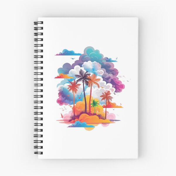 Item preview, Tropical Paradise with Colorful Clouds & Palm Trees | Dreamy Sunset Landscape designed and sold by Awarrie.