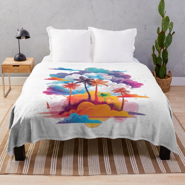 Item preview, Tropical Paradise with Colorful Clouds & Palm Trees | Dreamy Sunset Landscape designed and sold by Awarrie.